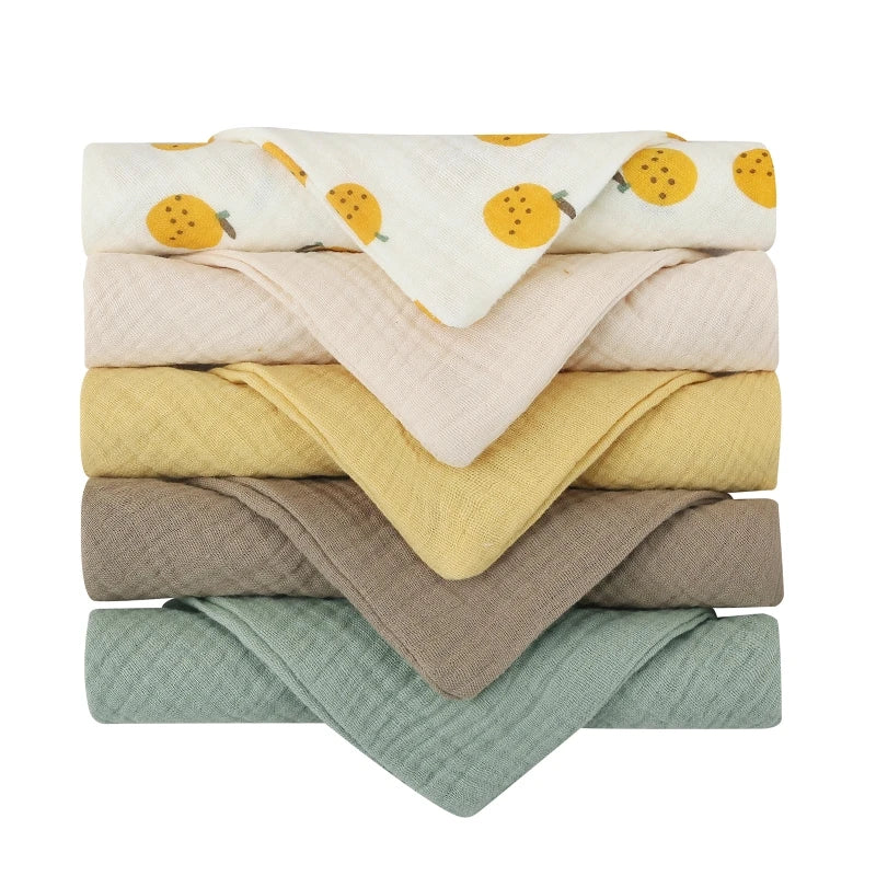 5Pcs/Set Square Cotton Baby Face Towel Handkerchief Soft Absorbent Gauze Baby Towel Kids Feeding Bibs Burp Cloths Washcloth