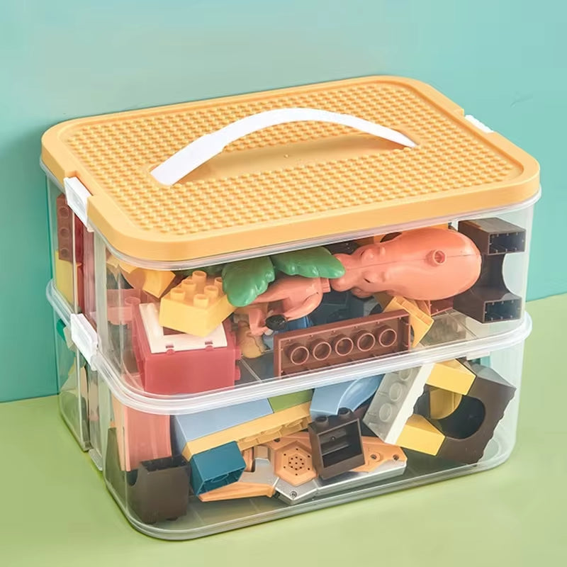 Building Blocks Toys Storage Box for Lids Brick Shaped Plastic Kids Bin Child Toy Containers Sundries Stackable Organizer