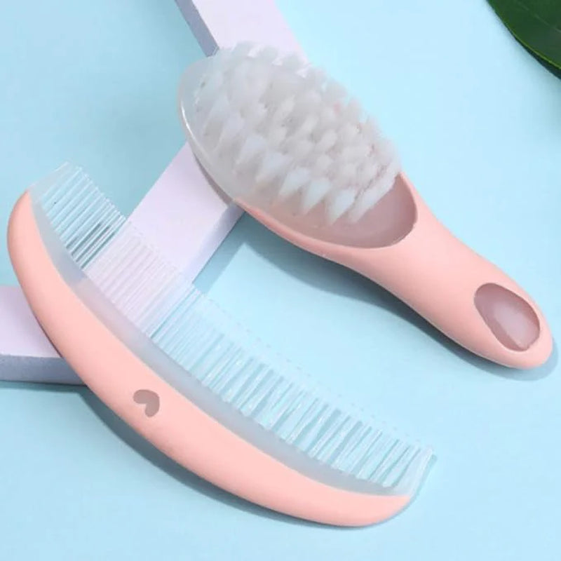 Baby Brush Comb Cute Pink Hair Brush Newborn Comb Infant Baby Hair Care Baby Shower Gift Set of 2