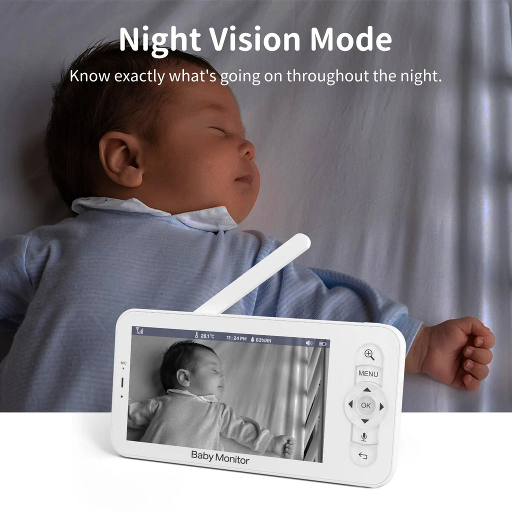 Wifi Baby Monitor Babyphone Video Baby Camera Bebe Nanny HD 5 Inch LCD Mobile Phone APP Control PTZ Lullabies for New Born