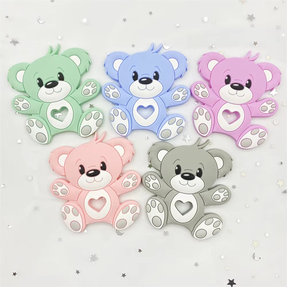 10Pcs Bear Silicone Baby Teether Rodent Teething Toys Chewable Animal Beads Baby Products Nursing Gift DIY Pendant Necklace