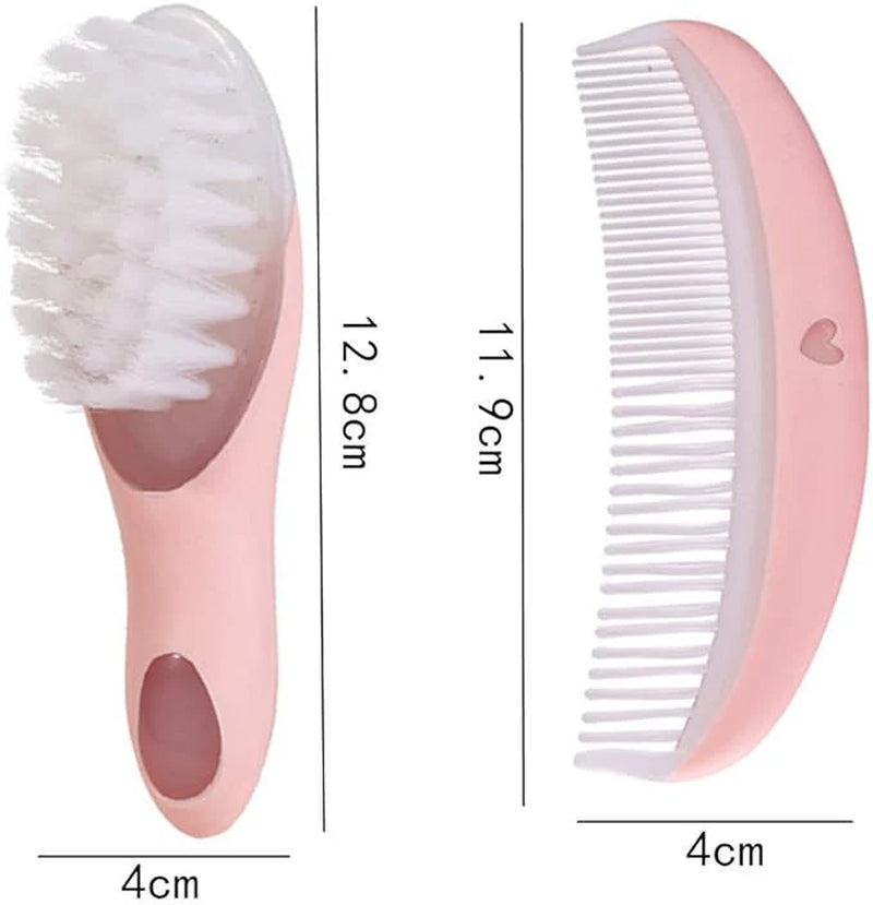 Baby Brush Comb Cute Pink Hair Brush Newborn Comb Infant Baby Hair Care Baby Shower Gift Set of 2