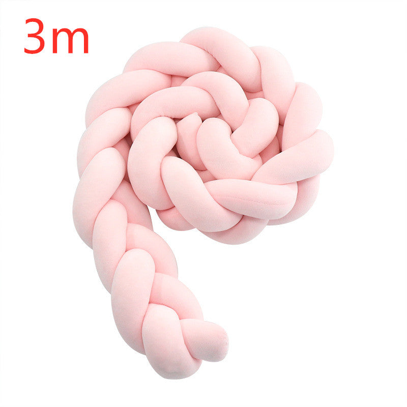 Heightening Baby Braided Crib Bumpers Knot Long Pillow Cushion Bedding Room Dector