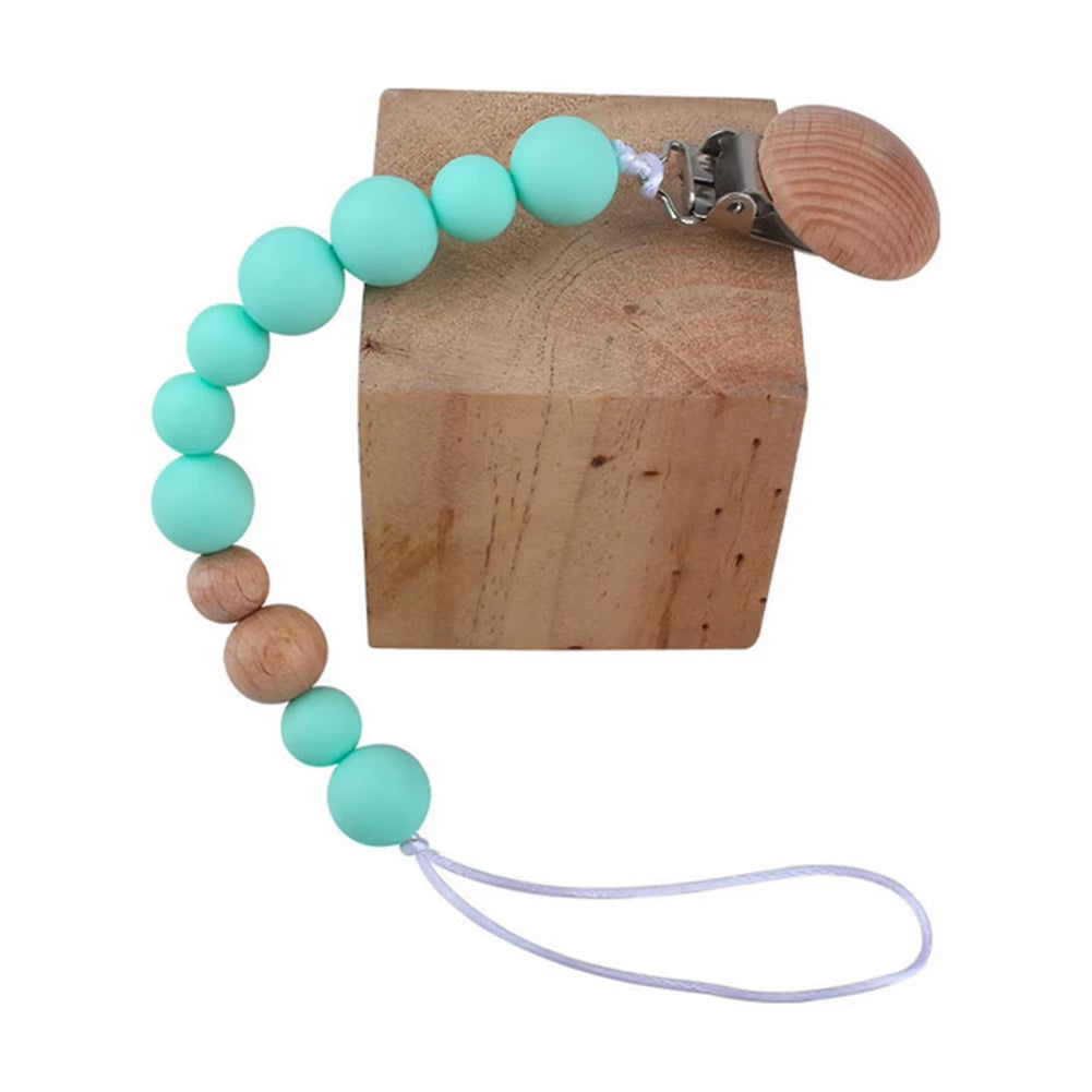 Newborn Feeding Pacifier Baby Wooden Beaded Pacifier Clip Silicone Chain Nipple Holder Baby Pacifier for Children 2023 Hot Sale