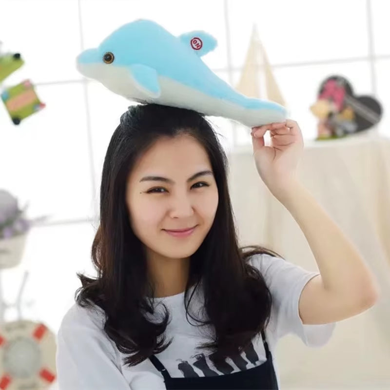 32Cm Cute Creative Luminous Plush Toy Dolphin Doll Glowing LED Light Animal Toys Colorful Doll Pillow Kid Children'S Lovely Gift