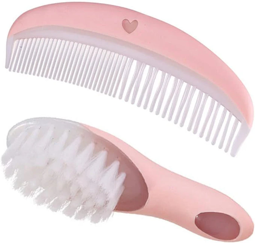 Baby Brush Comb Cute Pink Hair Brush Newborn Comb Infant Baby Hair Care Baby Shower Gift Set of 2