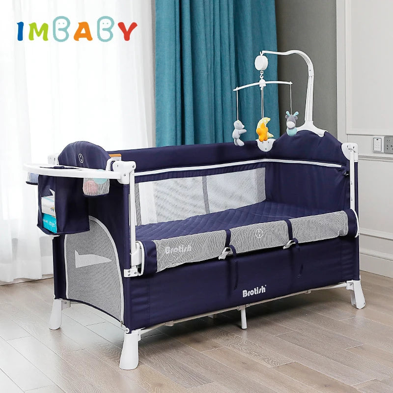 Newborn Baby Bed Multifunctional Baby Cribs Foldable Baby Cot with Diaper Table Crib Cradle Double Decker Cribs for Baby