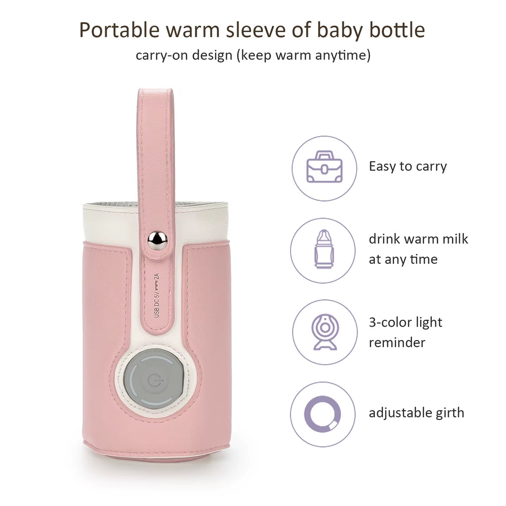 3 Temperature Adjustable Portable Baby Bottle Warmer, Portable Car Travel Bottle Warmer USB Milk Heat Keeper Baby Bottle Warmer
