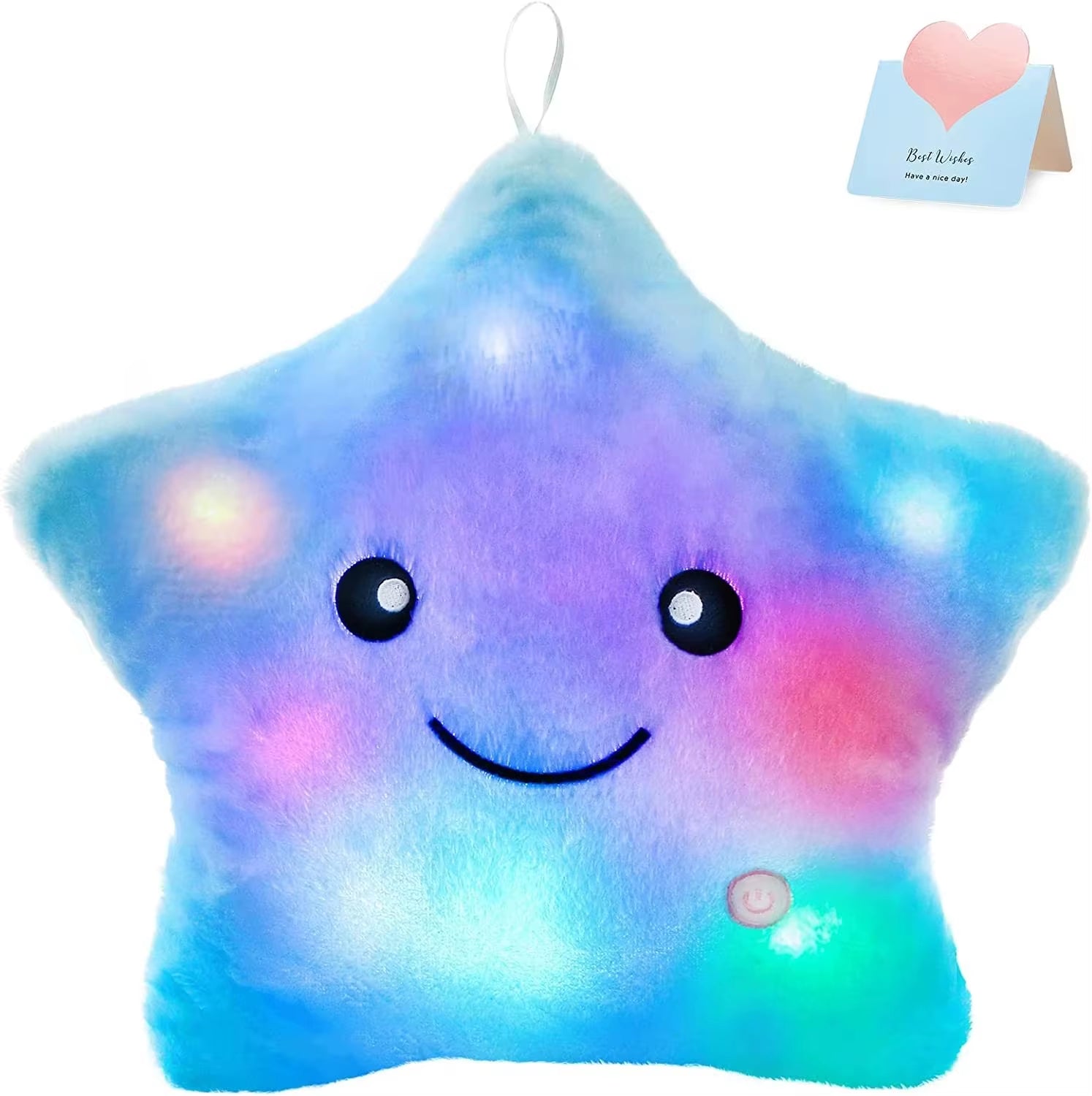 34CM Creative Toy Luminous Pillow Soft Stuffed Plush Glowing Colorful Stars Cushion Led Light Toys Gift for Kids Children Girls