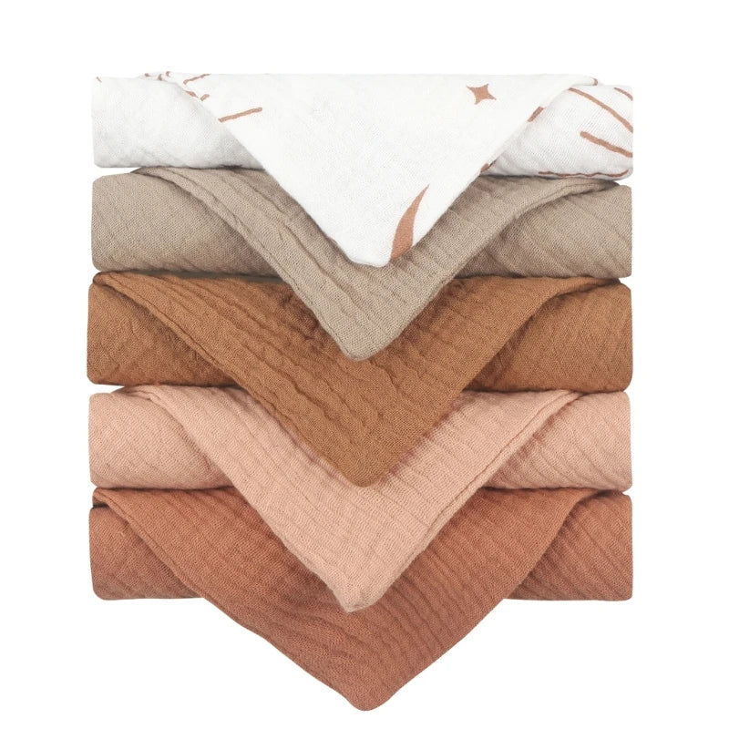 5Pcs/Set Square Cotton Baby Face Towel Handkerchief Soft Absorbent Gauze Baby Towel Kids Feeding Bibs Burp Cloths Washcloth