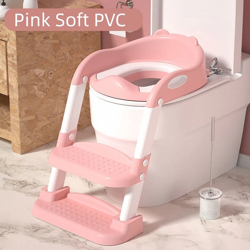Toilet Folding Ladder Children'S Potty Training Toilet Baby Seat Urinal Chair with Adjustable Step Stool Ladder Comfortable Safe