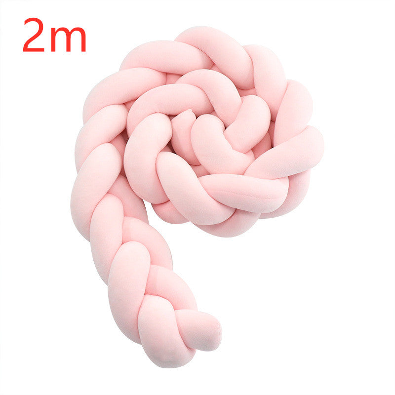 Heightening Baby Braided Crib Bumpers Knot Long Pillow Cushion Bedding Room Dector