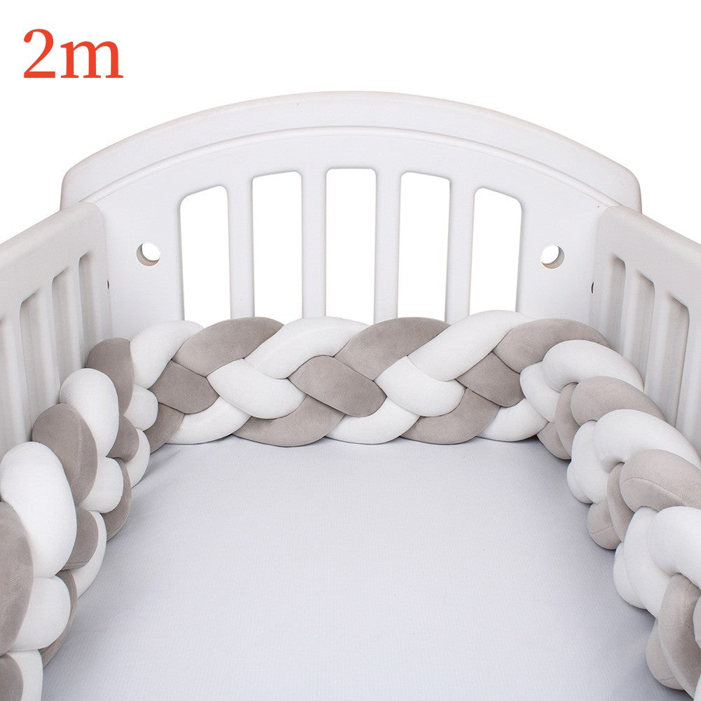 Heightening Baby Braided Crib Bumpers Knot Long Pillow Cushion Bedding Room Dector