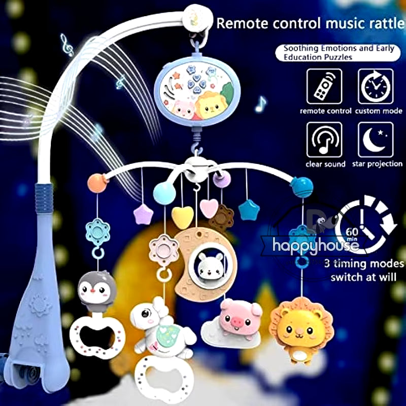 Baby Crib Mobile with Lights Music Projection for Infants 0-6 Months Remote Control Crib Toys for Newborn Baby Mobile for Crib