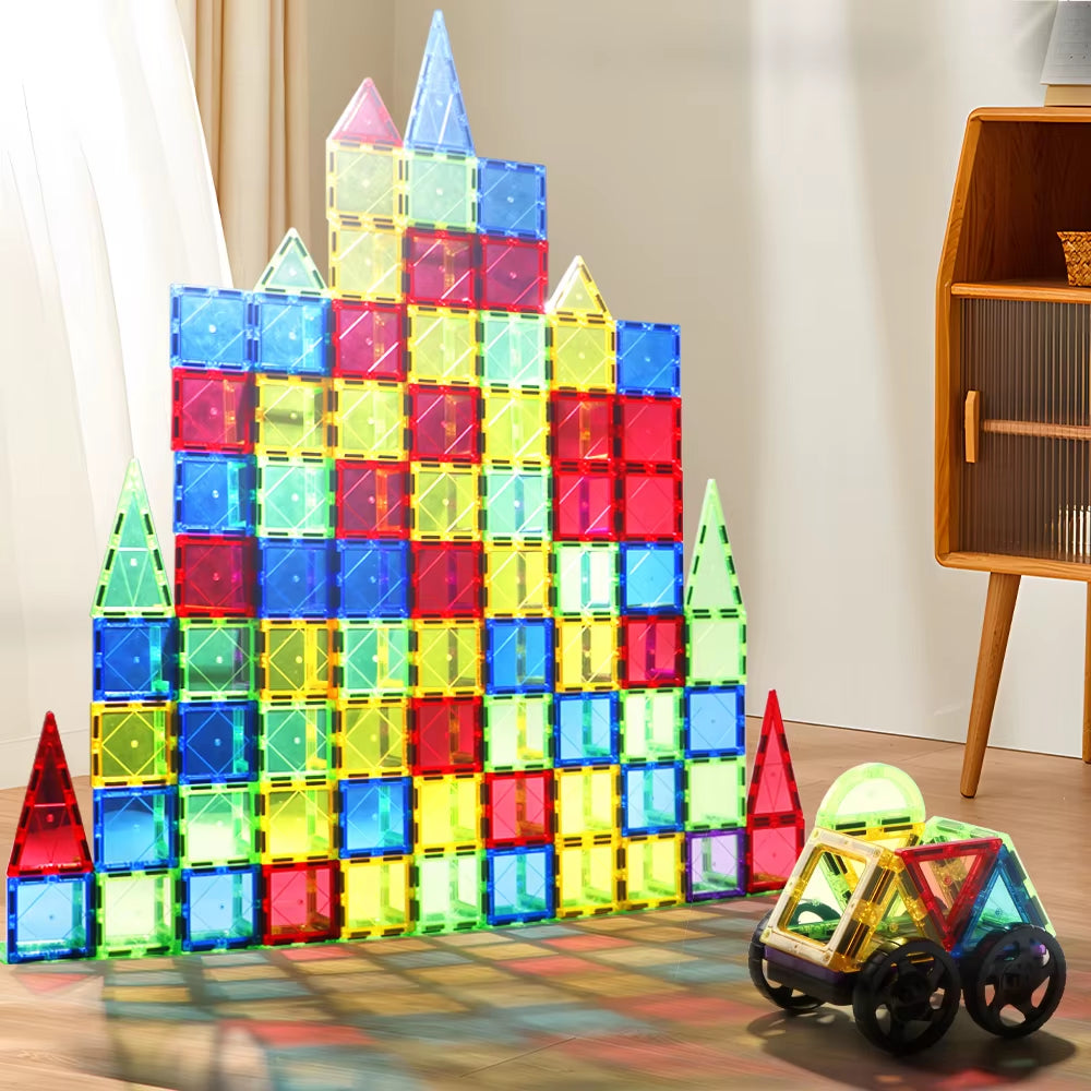 Magnetic Building Blocks Set Magnetic Sheet Construction Building Puzzle Tiles Boys Girls Children Montessori Toys Gifts