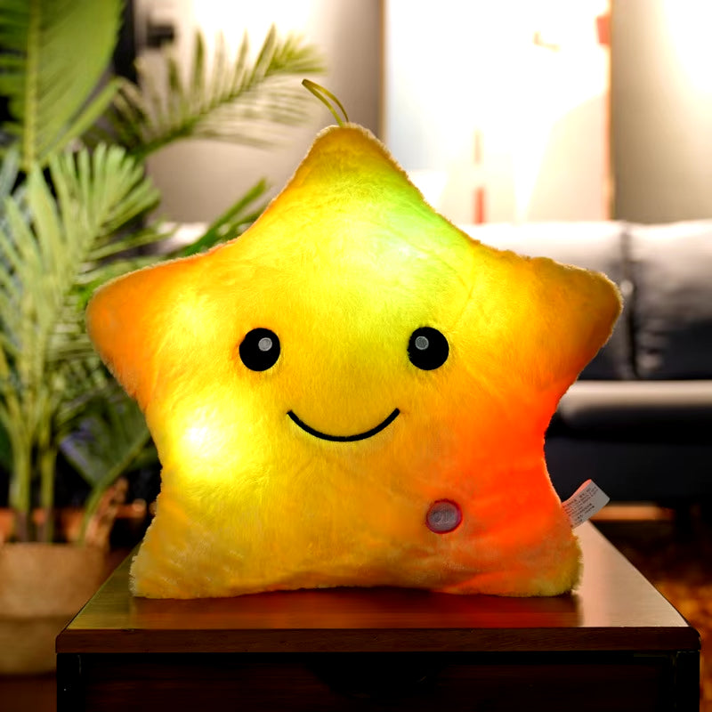 34CM Creative Toy Luminous Pillow Soft Stuffed Plush Glowing Colorful Stars Cushion Led Light Toys Gift for Kids Children Girls