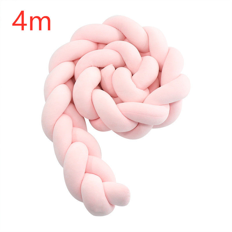 Heightening Baby Braided Crib Bumpers Knot Long Pillow Cushion Bedding Room Dector