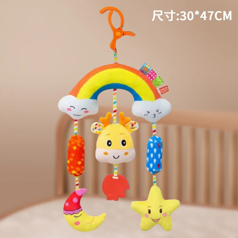 Baby Toys 0 12 Months Plush Animals Rattles for Baby Portable Hanging Crib Car Seat Stroller Toys Sensory Toys for Newborn Gifts