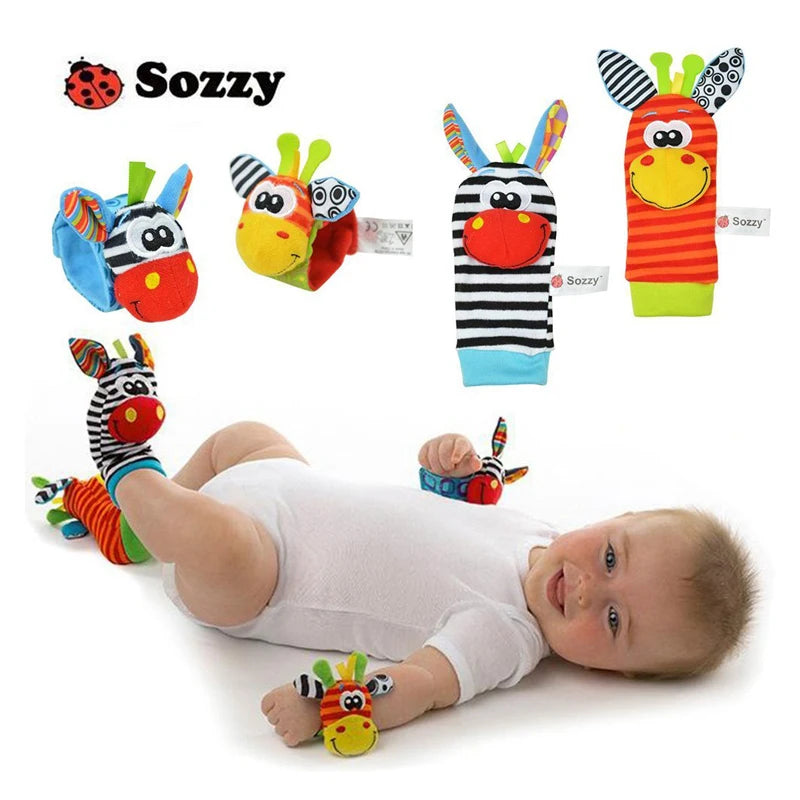 Baby Toy Baby Rattles Toys Animal Socks Wrist Strap with Rattle Baby Foot Socks Bug Wrist Strap Baby Socks