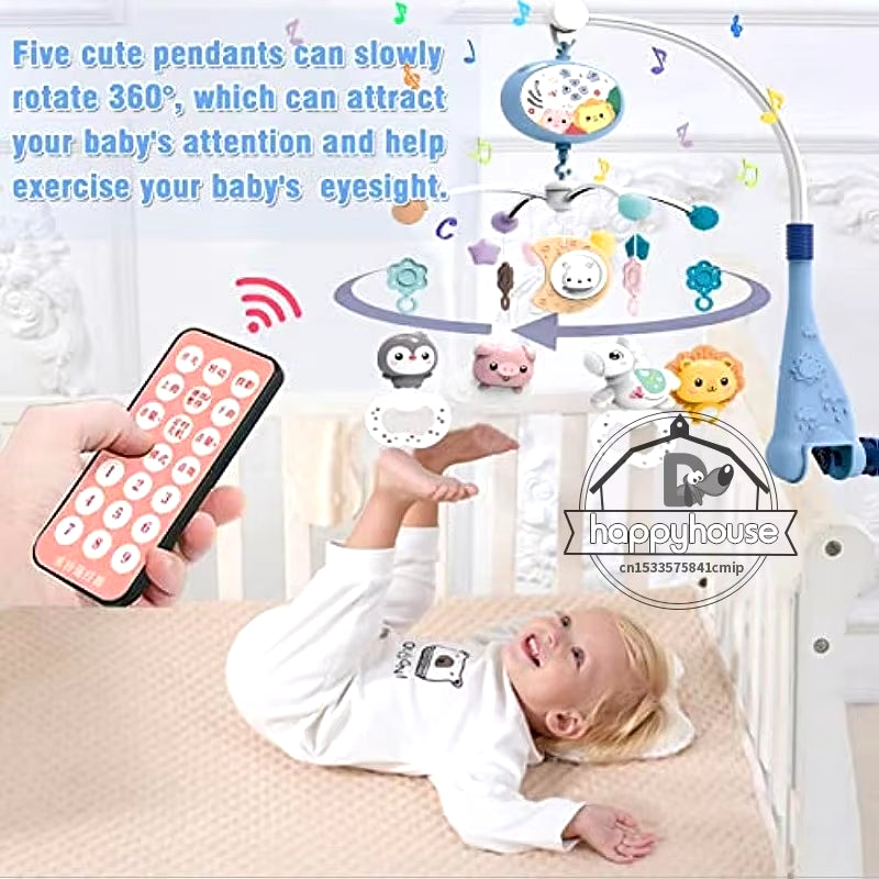 Baby Crib Mobile with Lights Music Projection for Infants 0-6 Months Remote Control Crib Toys for Newborn Baby Mobile for Crib