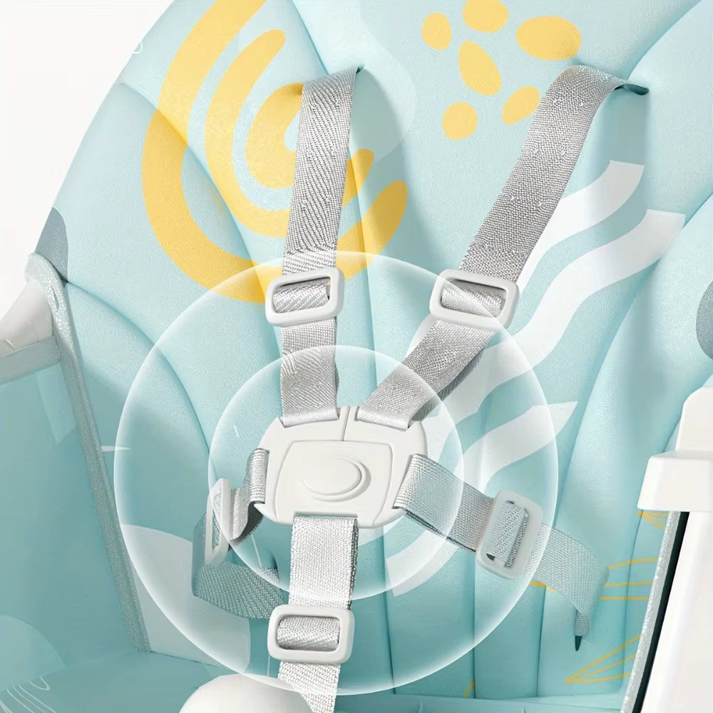 3-In-1 Convertible Baby High Chair Foldable Infant Chair Rocking Chair with Harness Lockable Wheels Removable Seat & Trays