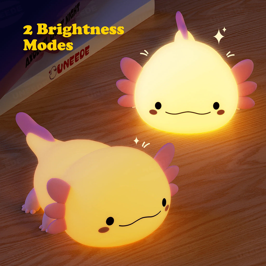 Cute Axolotl Night Light,Axolotl Light,Animal Silicone Nursery Night Lamp,Touch Control Nightlights,Usb Rechargeable