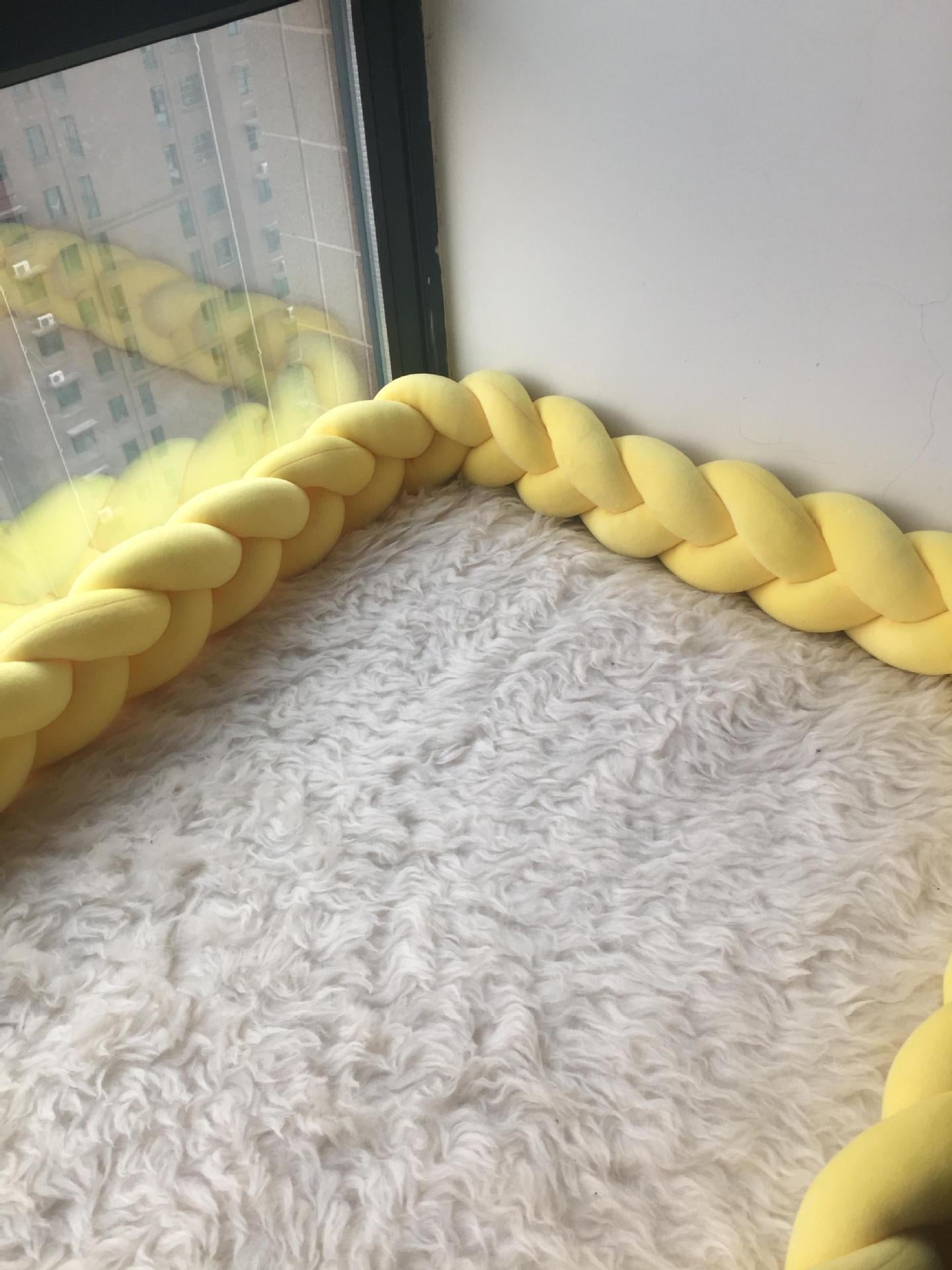 Heightening Baby Braided Crib Bumpers Knot Long Pillow Cushion Bedding Room Dector