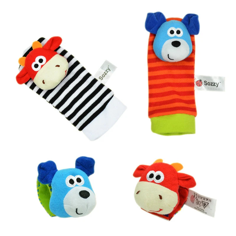 Baby Toy Baby Rattles Toys Animal Socks Wrist Strap with Rattle Baby Foot Socks Bug Wrist Strap Baby Socks