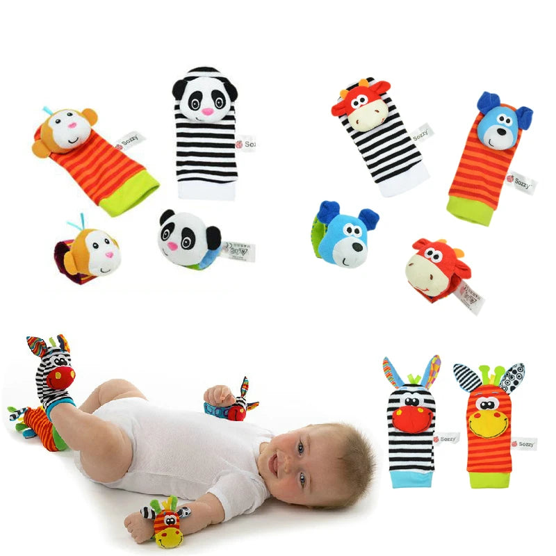 Baby Toy Baby Rattles Toys Animal Socks Wrist Strap with Rattle Baby Foot Socks Bug Wrist Strap Baby Socks