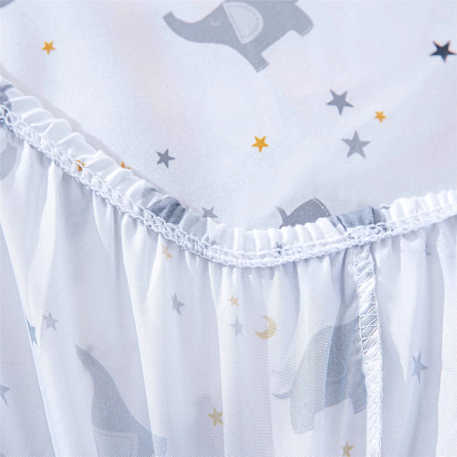 3Pcs Stars Elephant Crib Bedding Sets Crib Set Nursery Bedding Neutral Decor Black (Baby Comforter Fitted Sheet Crib Skirt)