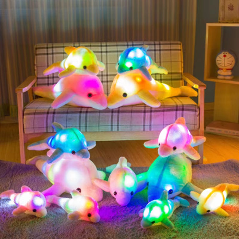 32Cm Cute Creative Luminous Plush Toy Dolphin Doll Glowing LED Light Animal Toys Colorful Doll Pillow Kid Children'S Lovely Gift