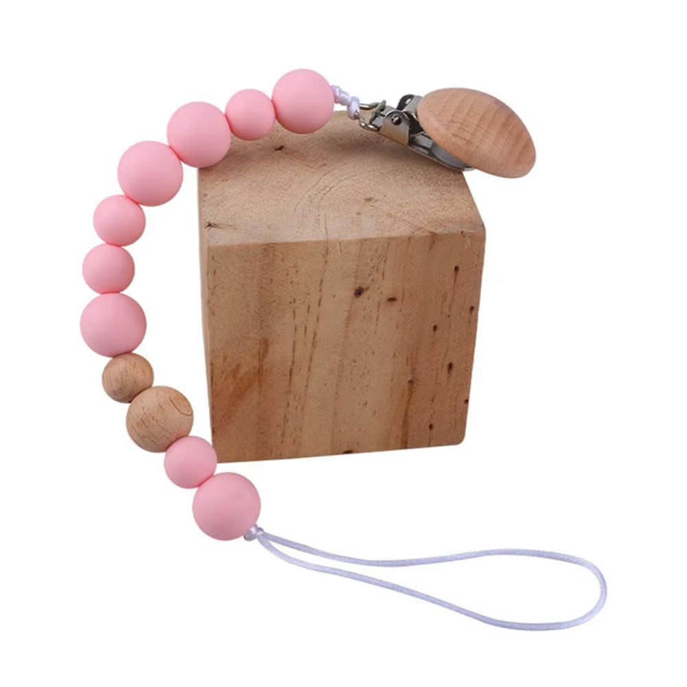 Newborn Feeding Pacifier Baby Wooden Beaded Pacifier Clip Silicone Chain Nipple Holder Baby Pacifier for Children 2023 Hot Sale