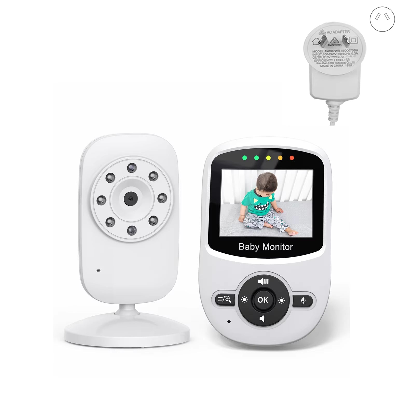 2.4 Inch Wireless Video Baby Monitor High Resolution Baby Nanny Security Camera Night Vision Temperature Monitoring
