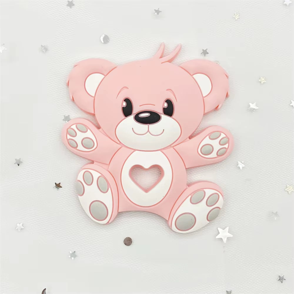 10Pcs Bear Silicone Baby Teether Rodent Teething Toys Chewable Animal Beads Baby Products Nursing Gift DIY Pendant Necklace