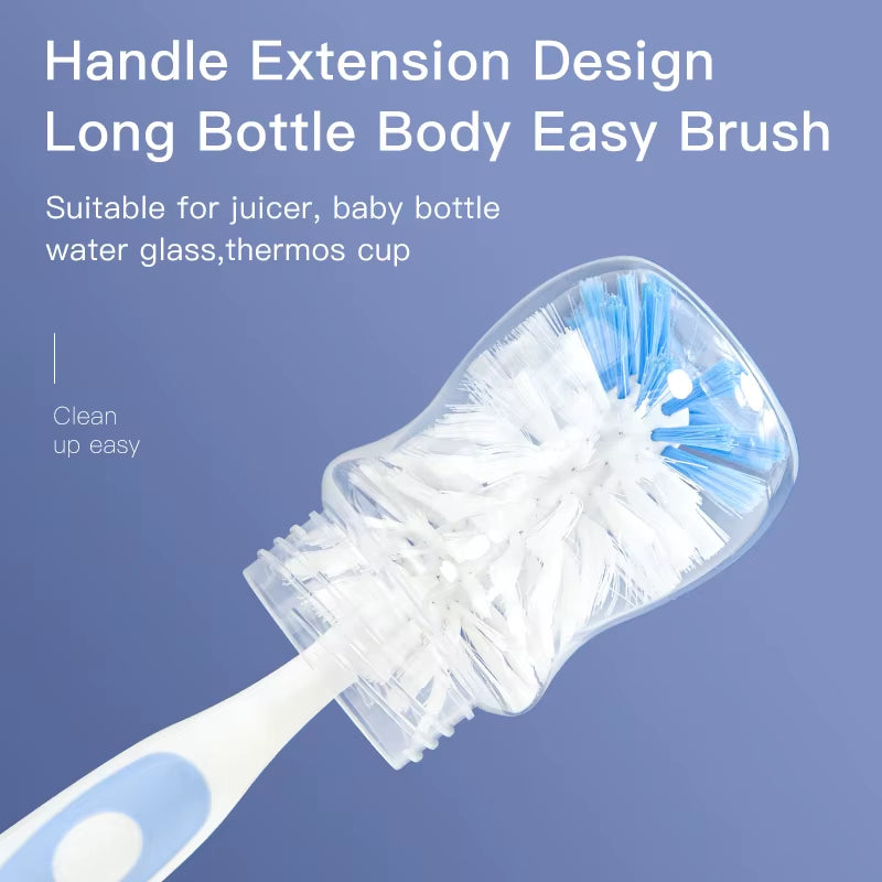 2 in 1 Mother-Child Nylon Baby Bottle Cup Cleaning Brush Suction Stand Type Feeding Clean Tool Set