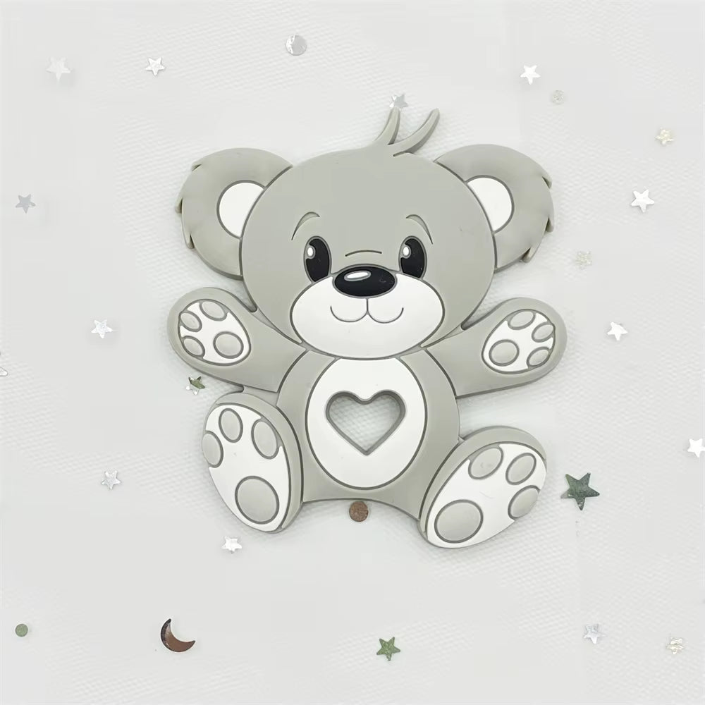 10Pcs Bear Silicone Baby Teether Rodent Teething Toys Chewable Animal Beads Baby Products Nursing Gift DIY Pendant Necklace