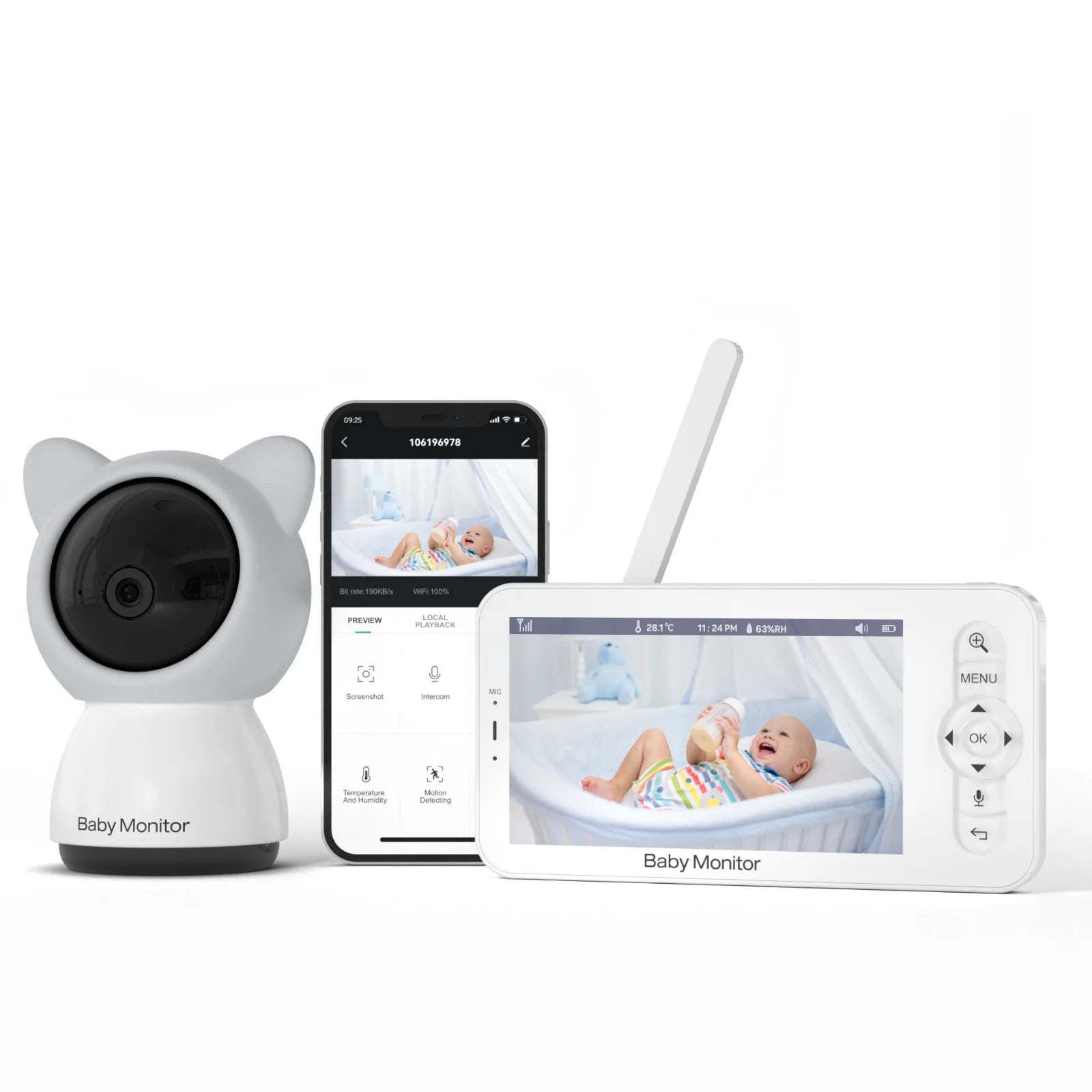 Wifi Baby Monitor Babyphone Video Baby Camera Bebe Nanny HD 5 Inch LCD Mobile Phone APP Control PTZ Lullabies for New Born