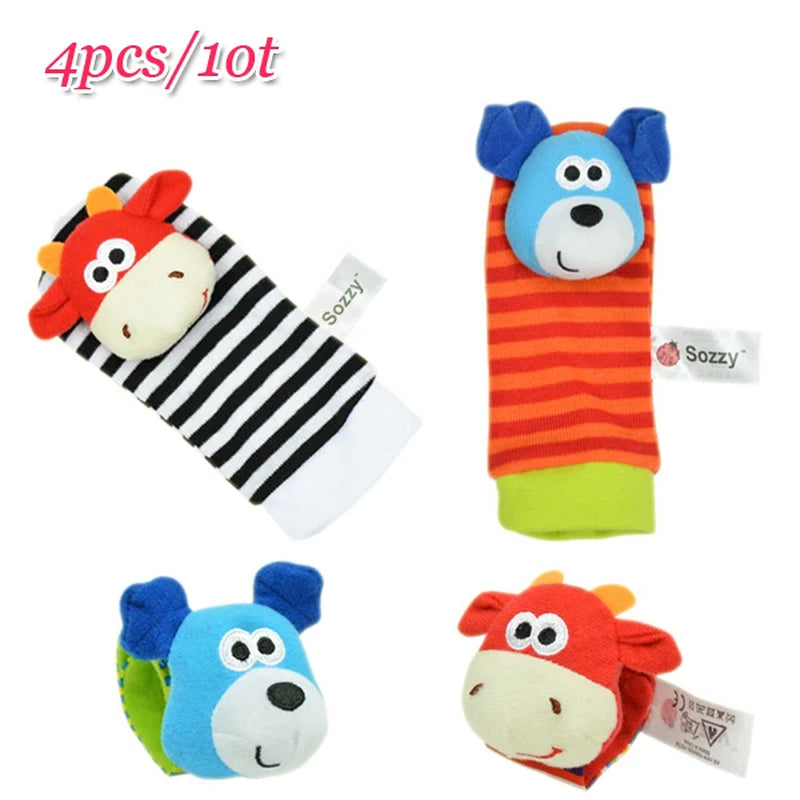 Baby Toy Baby Rattles Toys Animal Socks Wrist Strap with Rattle Baby Foot Socks Bug Wrist Strap Baby Socks