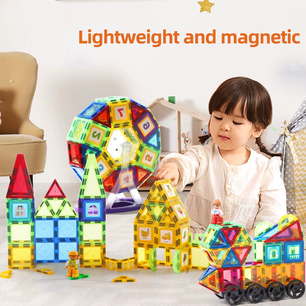 Magnetic Building Blocks Set Magnetic Sheet Construction Building Puzzle Tiles Boys Girls Children Montessori Toys Gifts