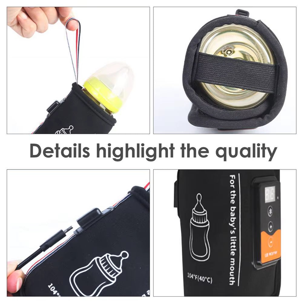 Baby Bottle Warmers USB Heating Bottle Baby Bottle Cooler Hot Water Bottle Smart for Baby Travel Adjustable Milk Warmer