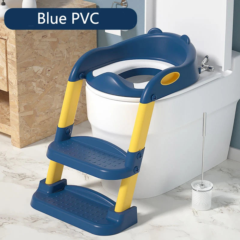 Toilet Folding Ladder Children'S Potty Training Toilet Baby Seat Urinal Chair with Adjustable Step Stool Ladder Comfortable Safe