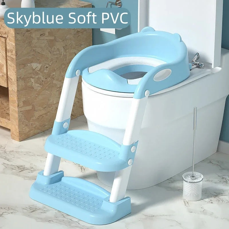 Toilet Folding Ladder Children'S Potty Training Toilet Baby Seat Urinal Chair with Adjustable Step Stool Ladder Comfortable Safe