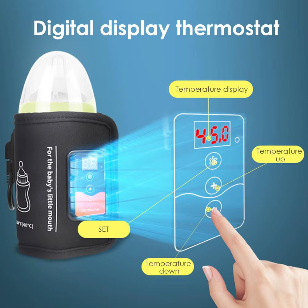 Baby Bottle Warmers USB Heating Bottle Baby Bottle Cooler Hot Water Bottle Smart for Baby Travel Adjustable Milk Warmer