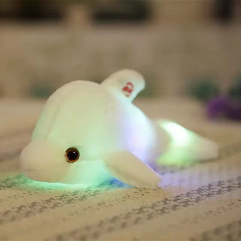 32Cm Cute Creative Luminous Plush Toy Dolphin Doll Glowing LED Light Animal Toys Colorful Doll Pillow Kid Children'S Lovely Gift