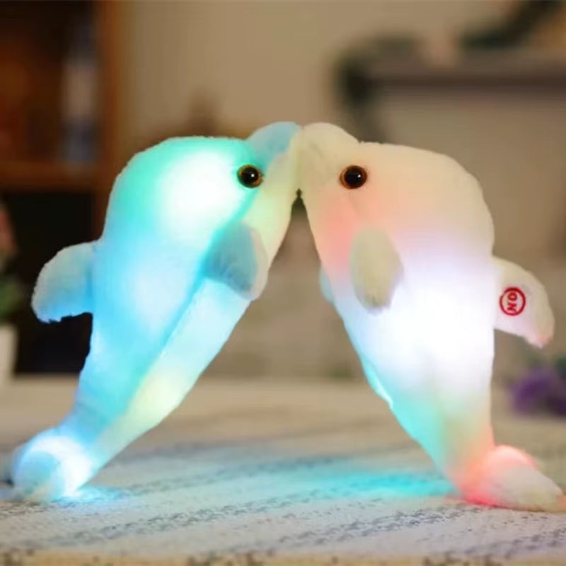 32Cm Cute Creative Luminous Plush Toy Dolphin Doll Glowing LED Light Animal Toys Colorful Doll Pillow Kid Children'S Lovely Gift