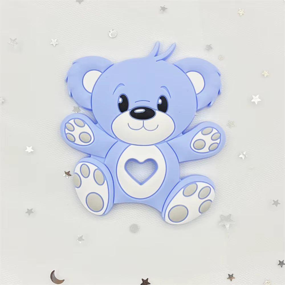 10Pcs Bear Silicone Baby Teether Rodent Teething Toys Chewable Animal Beads Baby Products Nursing Gift DIY Pendant Necklace