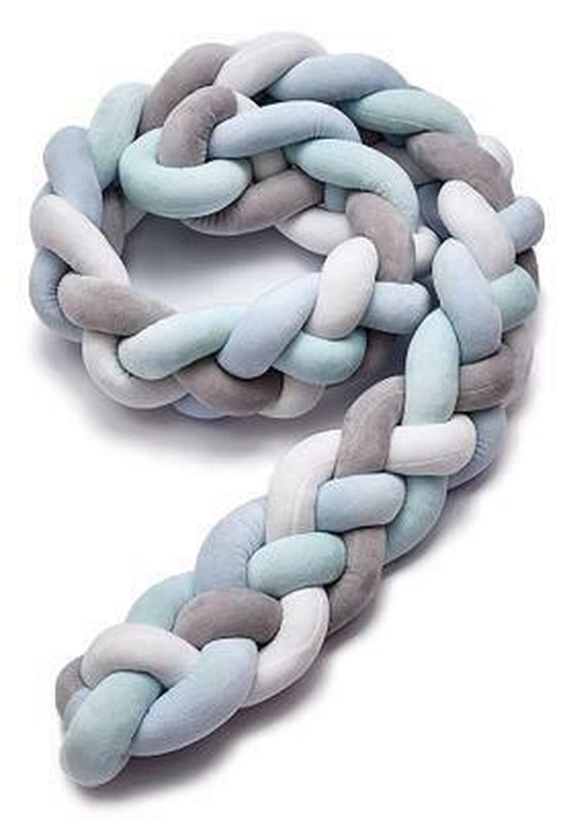 Heightening Baby Braided Crib Bumpers Knot Long Pillow Cushion Bedding Room Dector