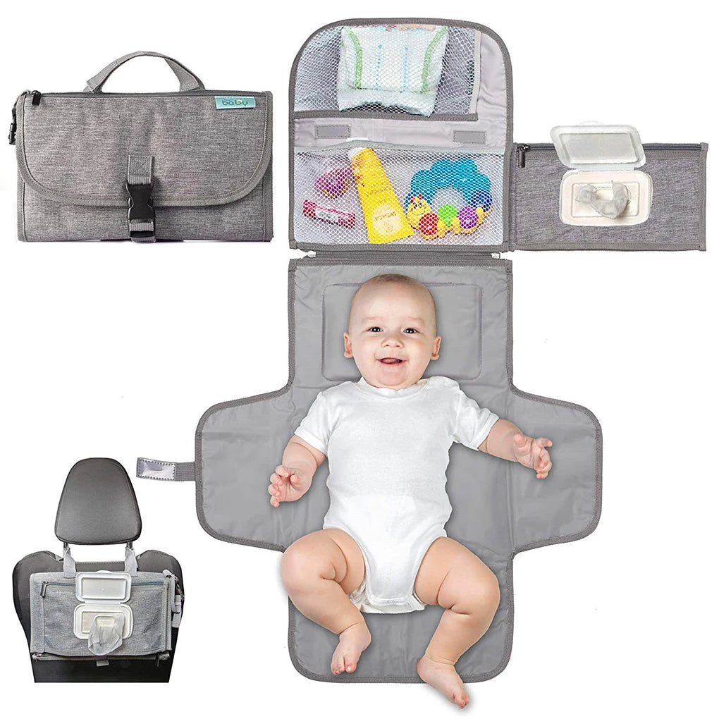 Portable Baby Diaper Changing Pad Foldable Baby Changing Pad with Pockets Newborn Waterproof Travel Diaper Changing Station Kit