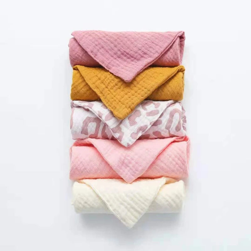5Pcs/Set Square Cotton Baby Face Towel Handkerchief Soft Absorbent Gauze Baby Towel Kids Feeding Bibs Burp Cloths Washcloth