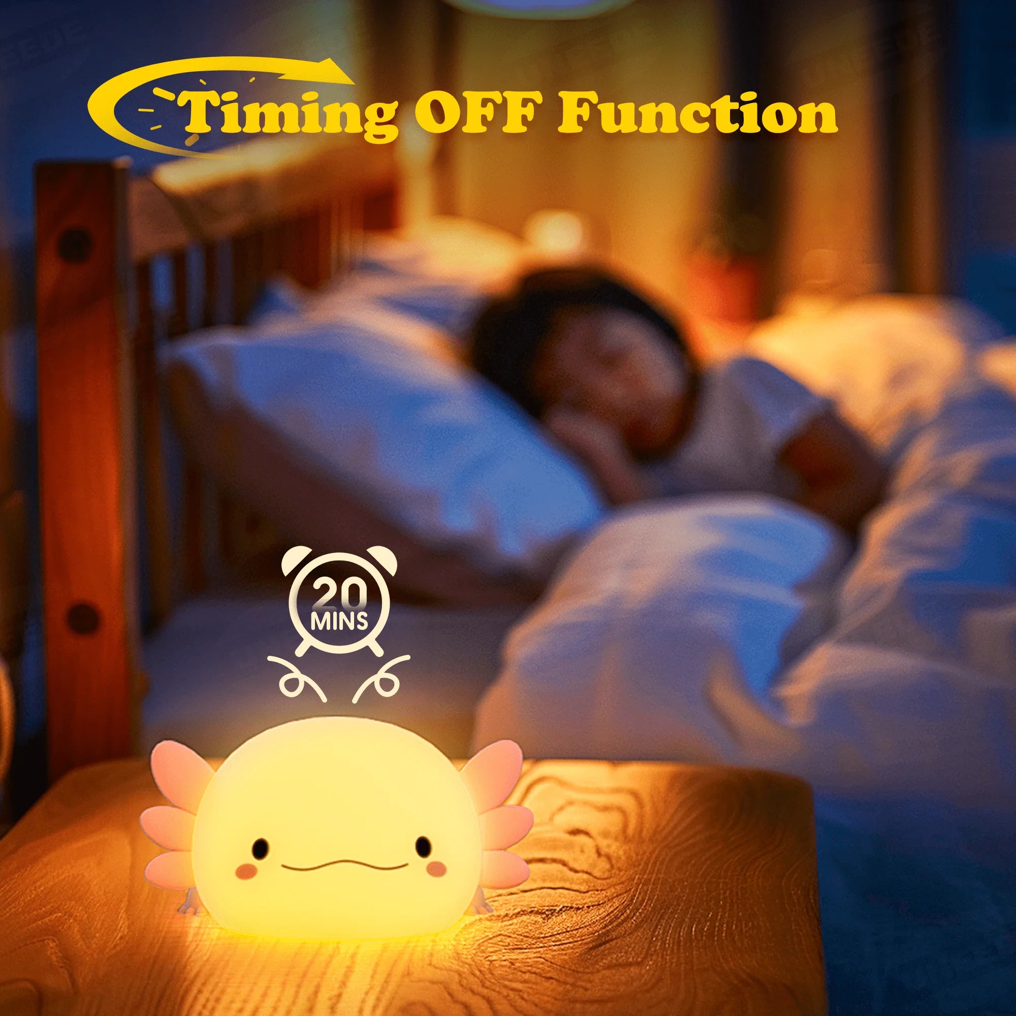 Cute Axolotl Night Light,Axolotl Light,Animal Silicone Nursery Night Lamp,Touch Control Nightlights,Usb Rechargeable